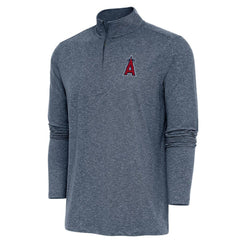Heather Navy Los Angeles Angels Antigua Hunk Quarter-Zip Pullover Top