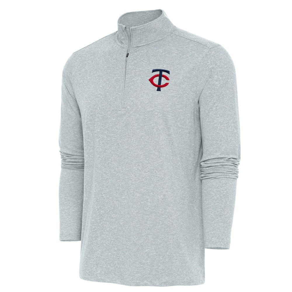 Heather Gray Minnesota Twins Antigua Hunk Quarter-Zip Pullover Top