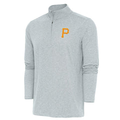 Heather Gray Pittsburgh Pirates Antigua Hunk Quarter-Zip Pullover Top