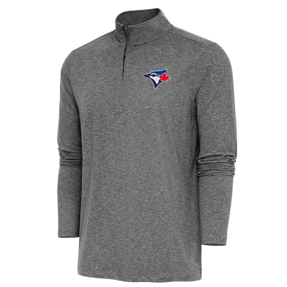 Heather Black Toronto Blue Jays Antigua Hunk Quarter-Zip Pullover Top