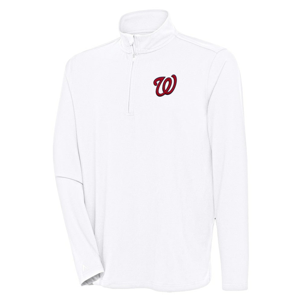 White Washington Nationals Antigua Hunk Quarter-Zip Pullover Top