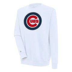 White Chicago Cubs Antigua Victory Crewneck Chenille Pullover Sweatshirt