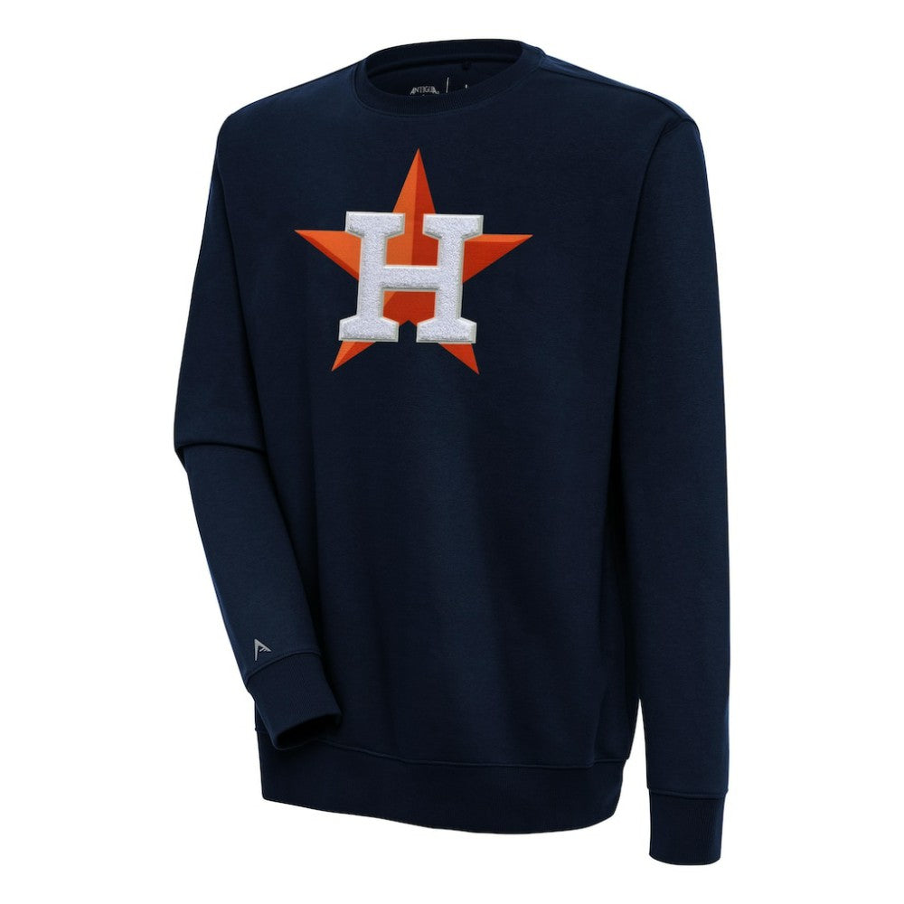 Navy Houston Astros Antigua Victory Crewneck Chenille Pullover Sweatshirt