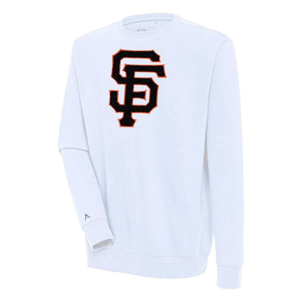 White San Francisco Giants Antigua Victory Crewneck Chenille Pullover Sweatshirt