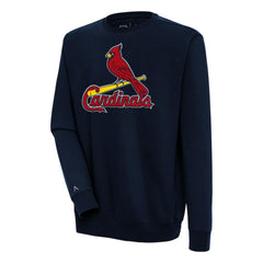 Navy St. Louis Cardinals Antigua Victory Crewneck Chenille Pullover Sweatshirt