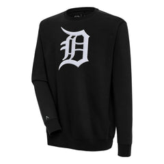 Black Detroit Tigers Antigua Victory Crewneck Chenille Pullover Sweatshirt