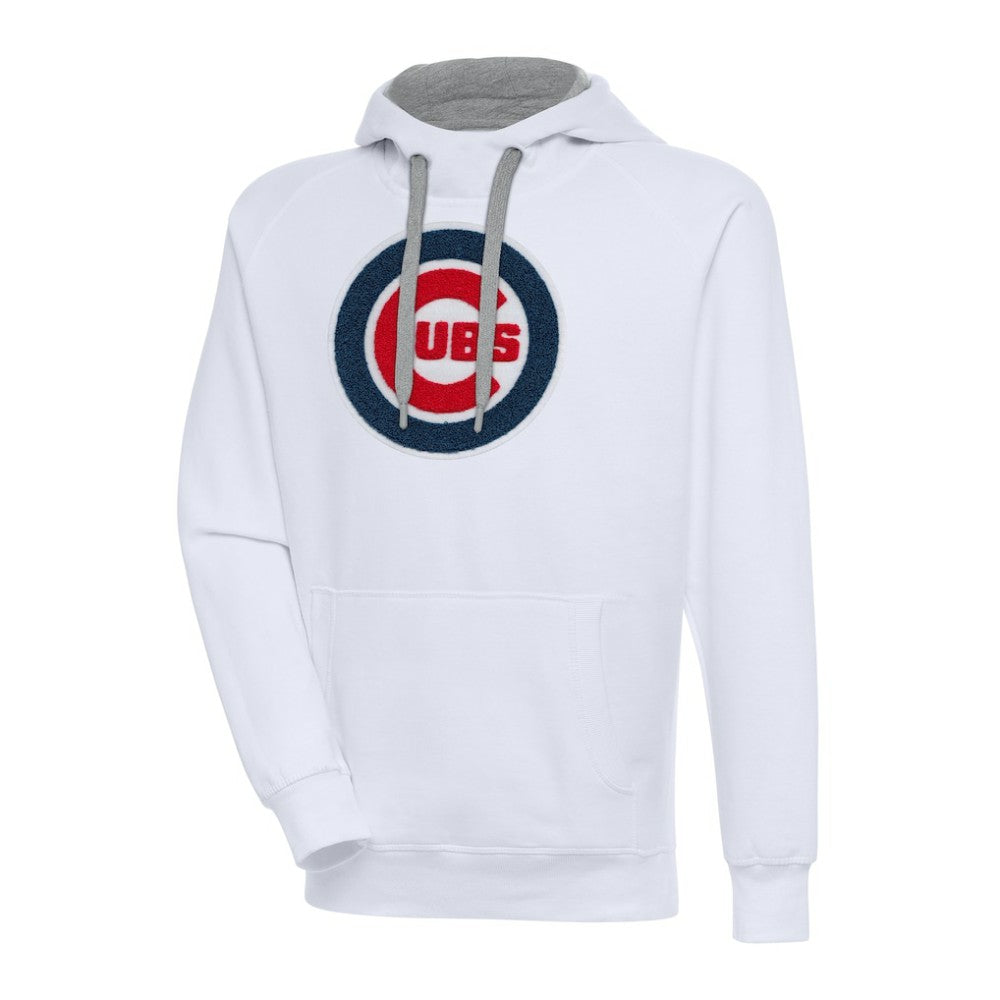 White Chicago Cubs Antigua Victory Chenille Pullover Hoodie