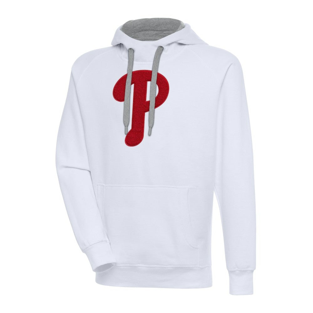 White Philadelphia Phillies Antigua Victory Chenille Pullover Hoodie