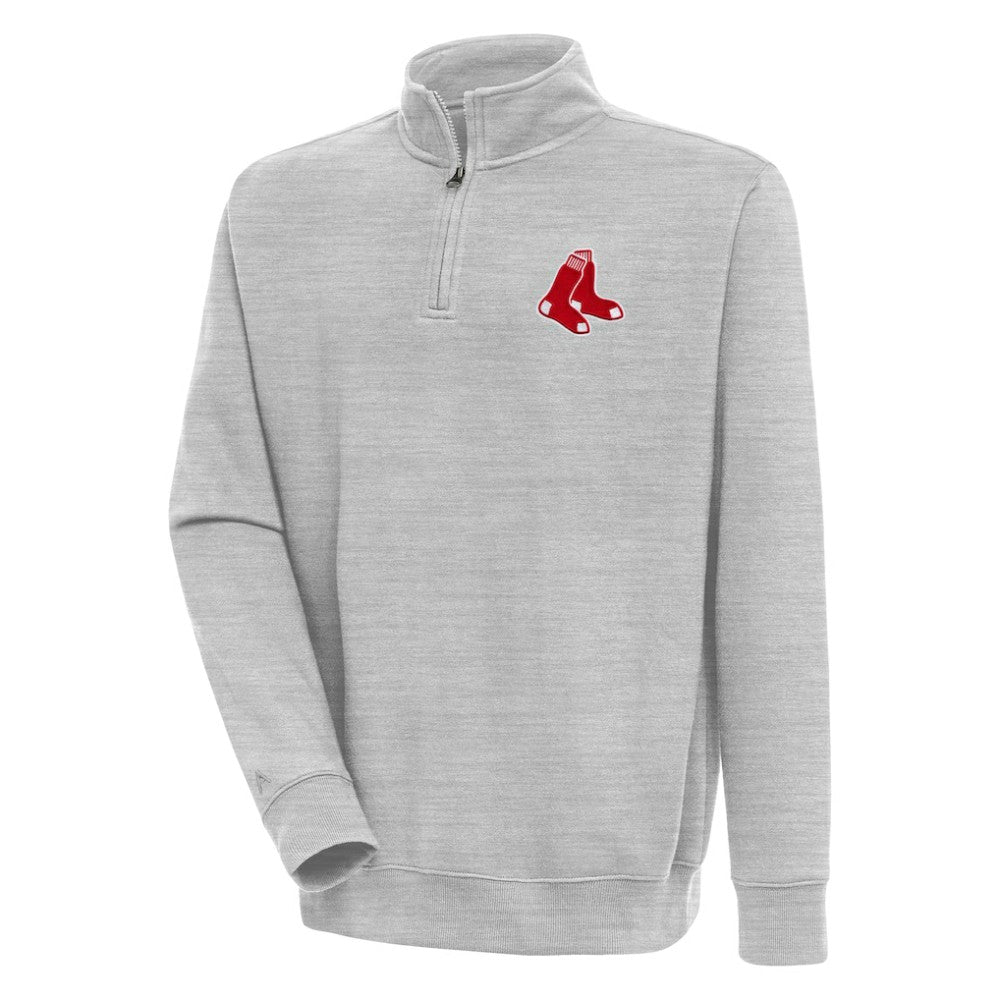 Heather Gray Boston Red Sox Antigua Victory Quarter-Zip Pullover Top