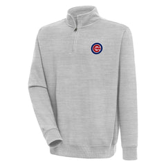 Heather Gray Chicago Cubs Antigua Victory Quarter-Zip Pullover Top