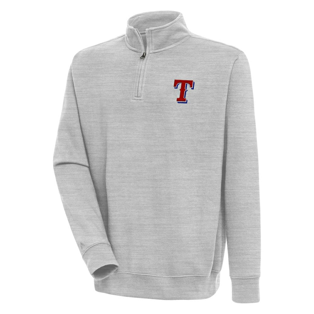 Heather Gray Texas Rangers Antigua Victory Quarter-Zip Pullover Top