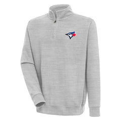 Heather Gray Toronto Blue Jays Antigua Victory Quarter-Zip Pullover Top