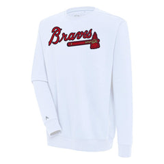 White Atlanta Braves Antigua Victory Pullover Sweatshirt