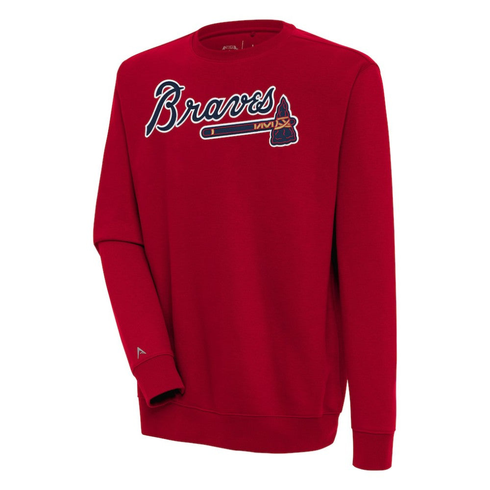 Red Atlanta Braves Antigua Victory Pullover Sweatshirt