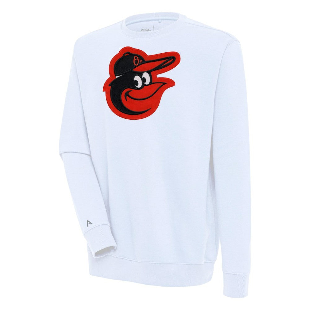White Baltimore Orioles Antigua Victory Pullover Sweatshirt
