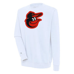 White Baltimore Orioles Antigua Victory Pullover Sweatshirt