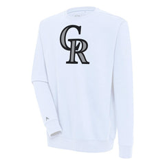 White Colorado Rockies Antigua Victory Pullover Sweatshirt
