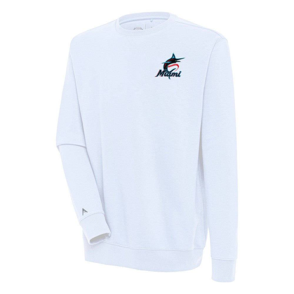 White Miami Marlins Antigua Victory Pullover Sweatshirt