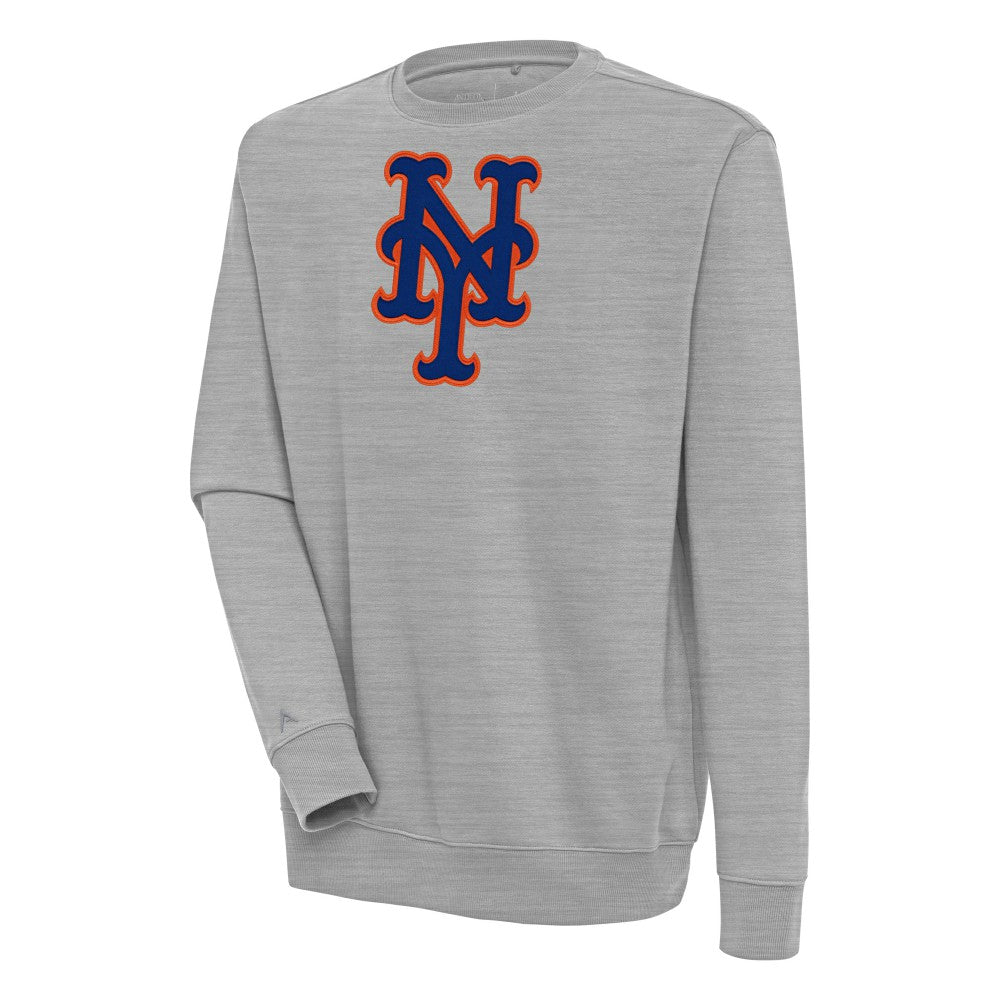 Heather Gray New York Mets Antigua Victory Pullover Sweatshirt