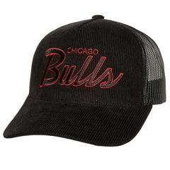 Mitchell & Ness Chicago Bulls Times Up Classic Script Cord Trucker Hat