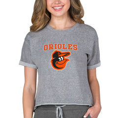 Gray Baltimore Orioles Concepts Sport Women's Tri-Blend Mainstream Terry Short Sleeve Sweatshirt Top