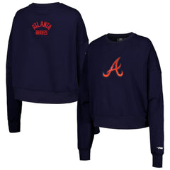 Navy Atlanta Braves Pro Standard Women's Painted Sky Pullover Sweatshirt