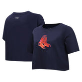 Navy Boston Red Sox Pro Standard Women's Painted Sky Boxy Cropped T-Shirt