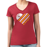 G-III 4Her by Carl Banks Women's Super-Slim Fit Lightweight Heart Graphic V-Neck T-Shirt - Kansas City Chiefs T-shirts