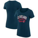 Navy Cleveland Guardians G-III 4Her by Carl Banks Women's Super-Slim Fit Lightweight Filigree Team T-Shirt