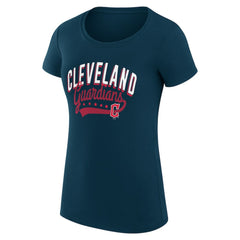 Navy Cleveland Guardians G-III 4Her by Carl Banks Women's Super-Slim Fit Lightweight Filigree Team T-Shirt