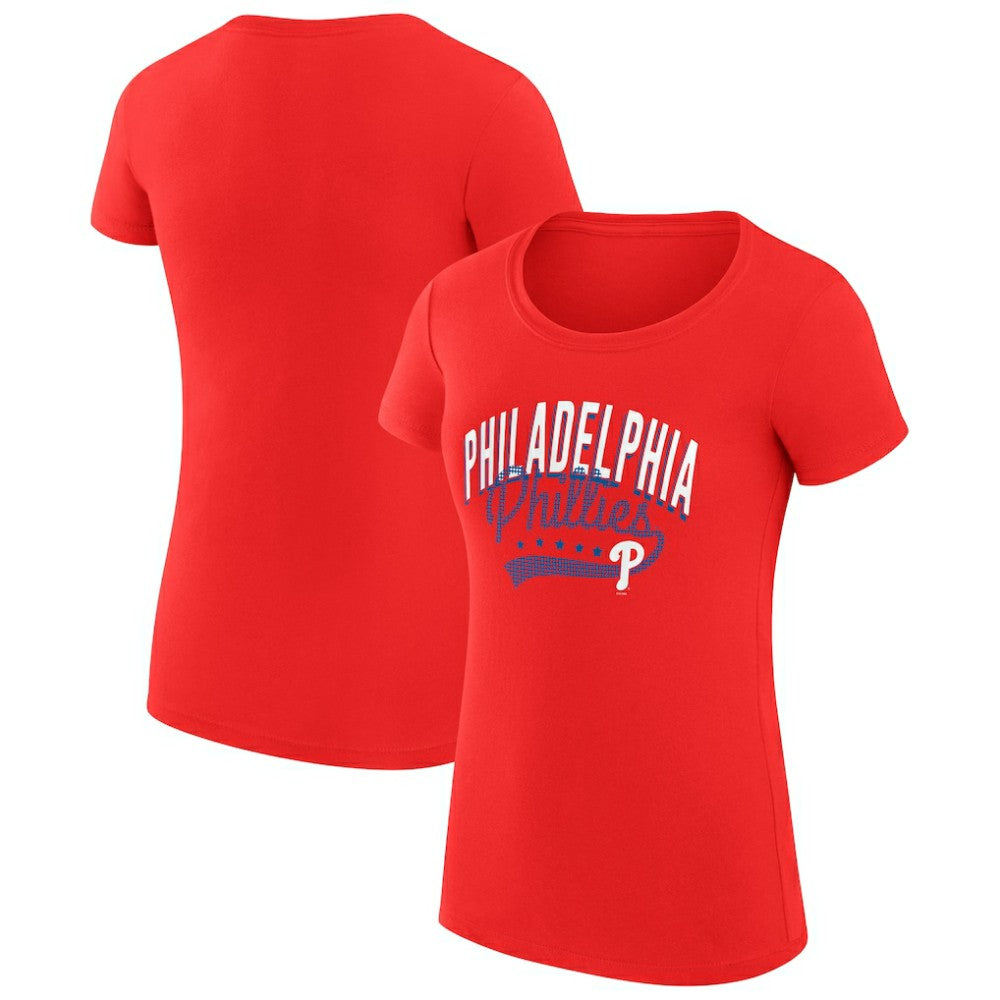 Red Philadelphia Phillies G-III 4Her by Carl Banks Women's Super-Slim Fit Lightweight Filigree Team T-Shirt