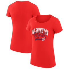 Red Washington Nationals G-III 4Her by Carl Banks Women's Super-Slim Fit Lightweight Filigree Team T-Shirt