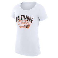 White Baltimore Orioles G-III 4Her by Carl Banks Women's Super-Slim Fit Lightweight Filigree Team T-Shirt
