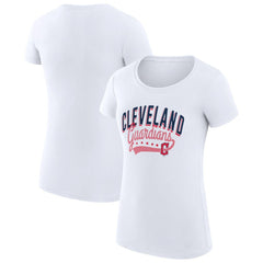 White Cleveland Guardians G-III 4Her by Carl Banks Women's Super-Slim Fit Lightweight Filigree Team T-Shirt