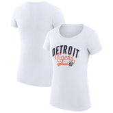 White Detroit Tigers G-III 4Her by Carl Banks Women's Super-Slim Fit Lightweight Filigree Team T-Shirt