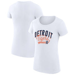 White Detroit Tigers G-III 4Her by Carl Banks Women's Super-Slim Fit Lightweight Filigree Team T-Shirt