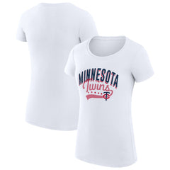 White Minnesota Twins G-III 4Her by Carl Banks Women's Super-Slim Fit Lightweight Filigree Team T-Shirt