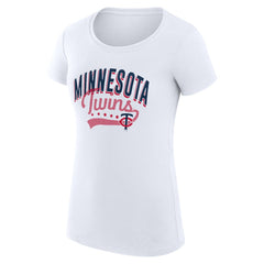 White Minnesota Twins G-III 4Her by Carl Banks Women's Super-Slim Fit Lightweight Filigree Team T-Shirt