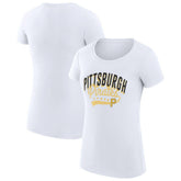 White Pittsburgh Pirates G-III 4Her by Carl Banks Women's Super-Slim Fit Lightweight Filigree Team T-Shirt
