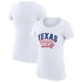 White Texas Rangers G-III 4Her by Carl Banks Women's Super-Slim Fit Lightweight Filigree Team T-Shirt