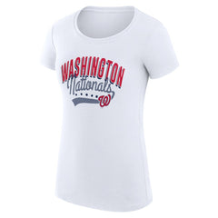 White Washington Nationals G-III 4Her by Carl Banks Women's Super-Slim Fit Lightweight Filigree Team T-Shirt