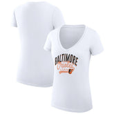 White Baltimore Orioles G-III 4Her by Carl Banks Women's Super-Slim Fit Lightweight Filigree Team V-Neck T-Shirt