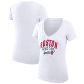 White Boston Red Sox G-III 4Her by Carl Banks Women's Super-Slim Fit Lightweight Filigree Team V-Neck T-Shirt