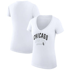 White Chicago White Sox G-III 4Her by Carl Banks Women's Super-Slim Fit Lightweight Filigree Team V-Neck T-Shirt