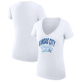 White Kansas City Royals G-III 4Her by Carl Banks Women's Super-Slim Fit Lightweight Filigree Team V-Neck T-Shirt