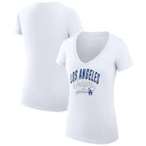 White Los Angeles Dodgers G-III 4Her by Carl Banks Women's Super-Slim Fit Lightweight Filigree Team V-Neck T-Shirt