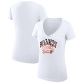 White San Francisco Giants G-III 4Her by Carl Banks Women's Super-Slim Fit Lightweight Filigree Team V-Neck T-Shirt