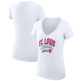 White St. Louis Cardinals G-III 4Her by Carl Banks Women's Super-Slim Fit Lightweight Filigree Team V-Neck T-Shirt
