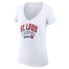 White St. Louis Cardinals G-III 4Her by Carl Banks Women's Super-Slim Fit Lightweight Filigree Team V-Neck T-Shirt