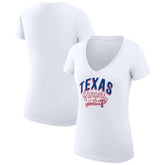 White Texas Rangers G-III 4Her by Carl Banks Women's Super-Slim Fit Lightweight Filigree Team V-Neck T-Shirt